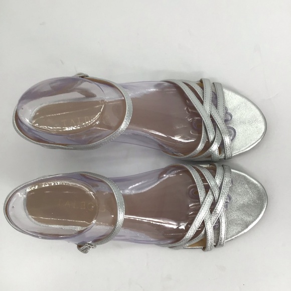 Talbots Capri Nappa Mini-Wedge Leather Sandal Silver Resort Summer Size 7 - Picture 8 of 10